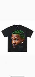 Frank Ocean Blond Green Hair Portrait Graphic T-Shirt - Black